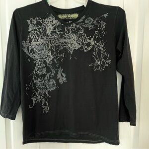 Michael Brandon Graphic Long Sleeve Shirt – Black – Size XL 100% cotton
